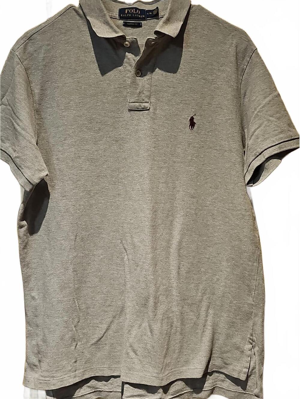 Ralph Lauren Polo Shirt Men’s Size Large Light Gray Custom Fit Short Sleeve